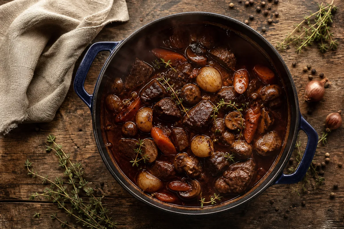 Bœuf bourguignon : la recette traditionnelle bien mijotée